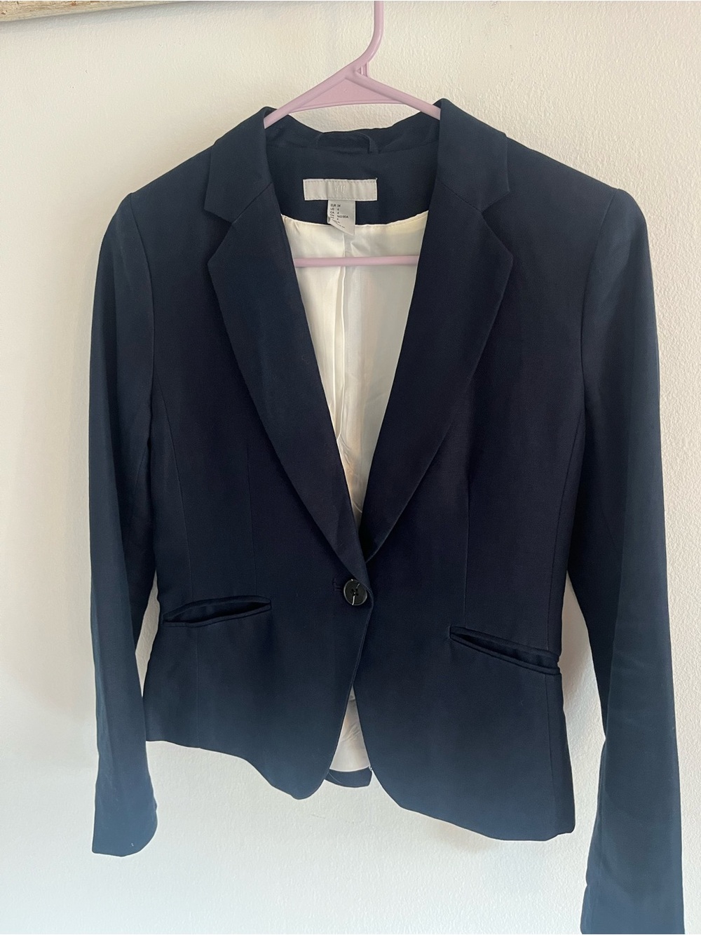 H&M Women's Navy Single-Button Tailored Blazer